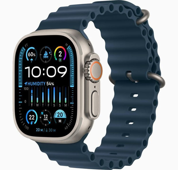 Apple Watch Ultra 2 (GPS + Cellular), 49mm Titanium Case with Blue ocean band - Phones From Home