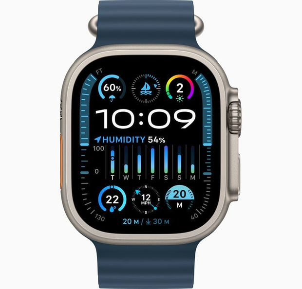 Apple Watch Ultra 2 (GPS + Cellular), 49mm Titanium Case with Blue ocean band - Phones From Home